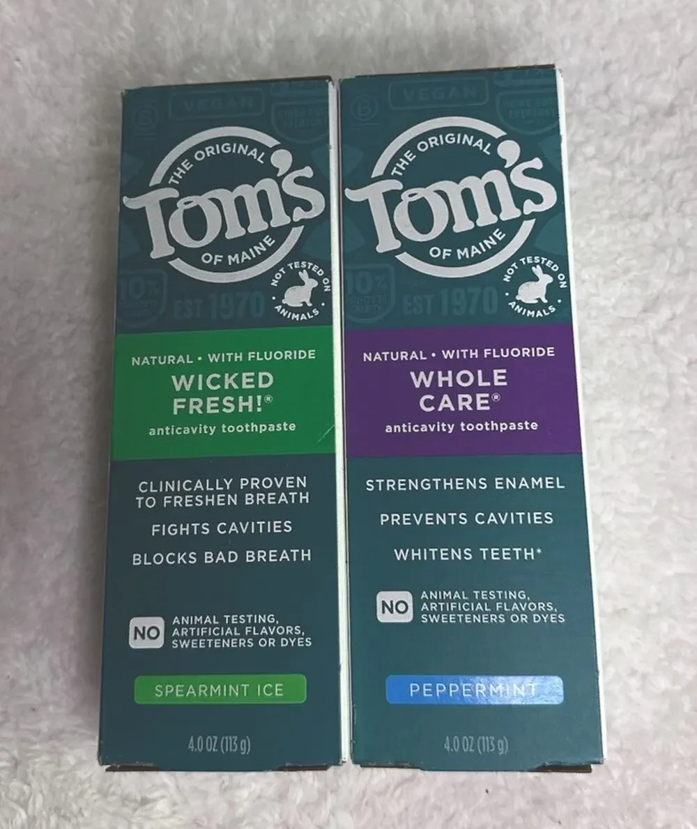 Tom's of Maine Whole Care Wicked Fresh Natural Toothpaste 4oz Lot of 2 New